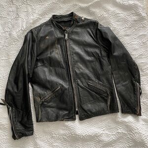 Women’s Vintage leather jacket with Harley patches